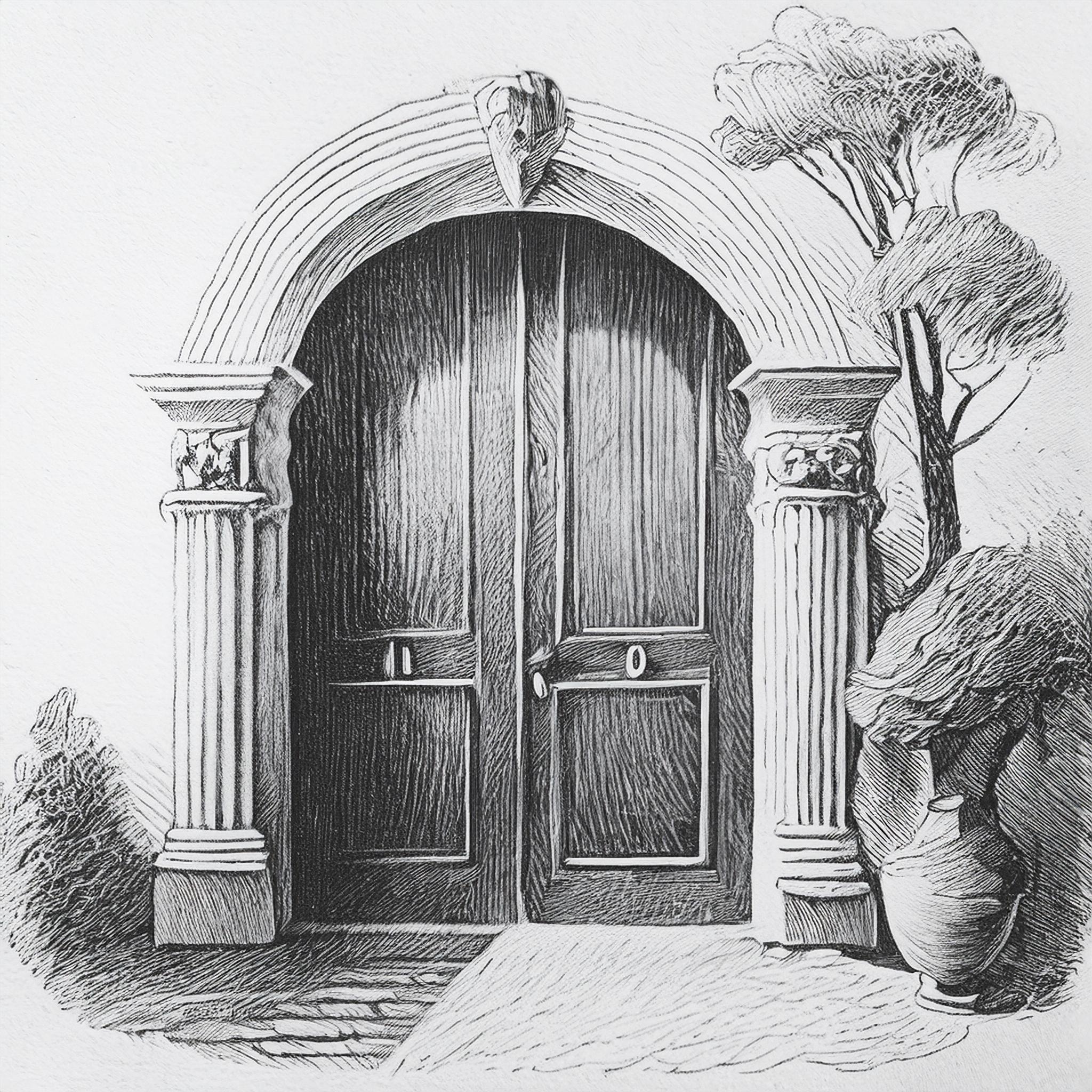 Illustrated door. Pre-launch Landing Page